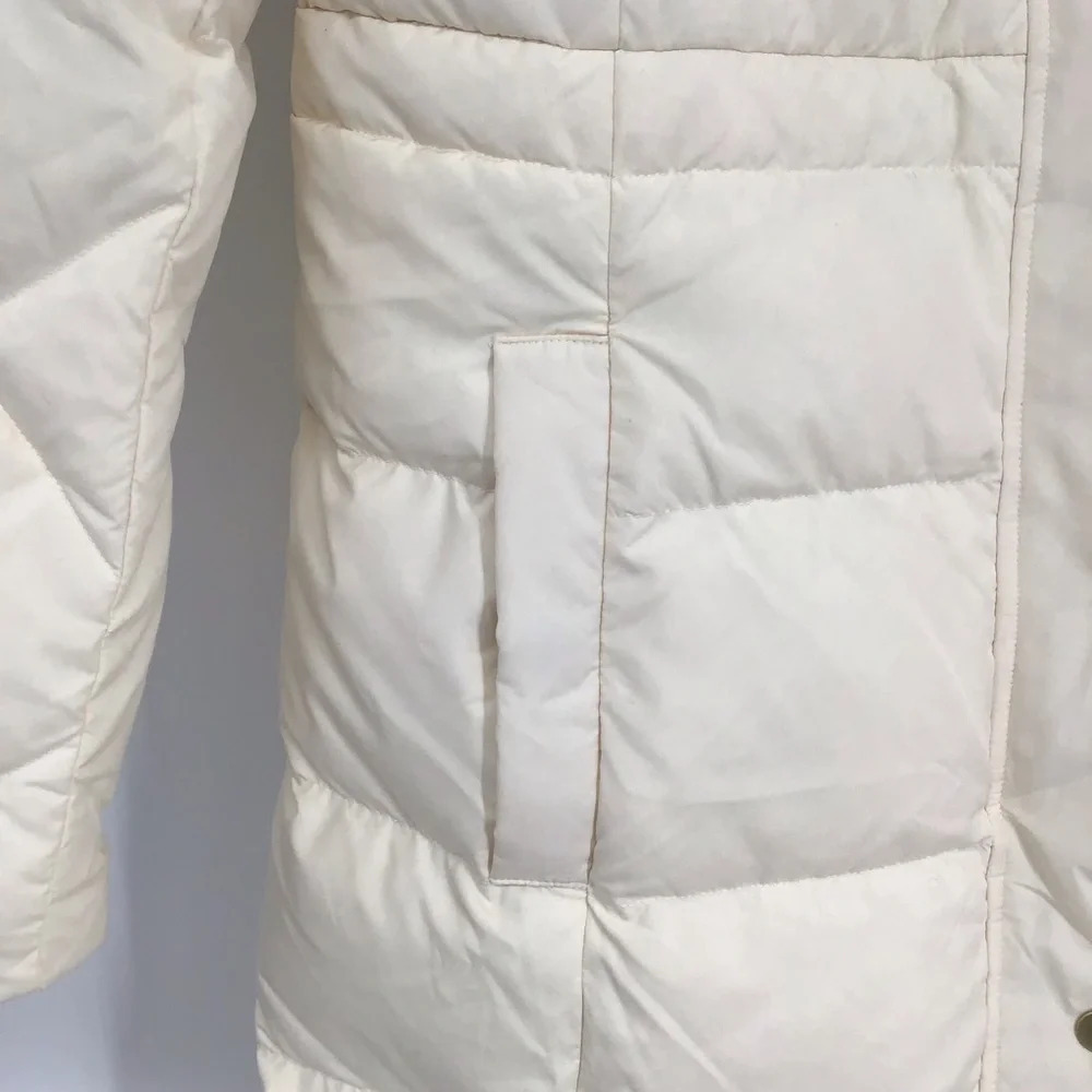 Talbots Women’s Hooded Down Puffer Coat Warm Winter NWT Creme’ Size XS - Picture 9 of 14